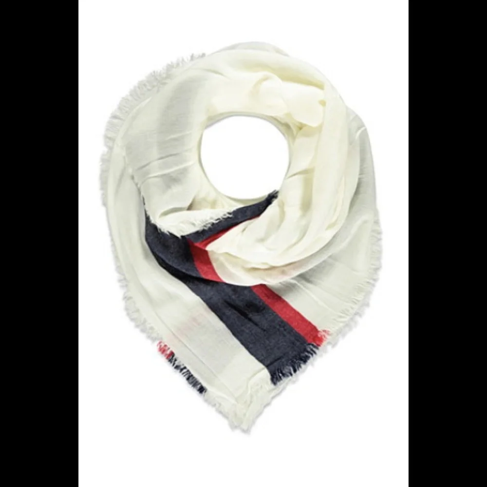 Colorblock Striped Scarf OS Blanket Soft Striped Red White Blue Patriotic Frayed